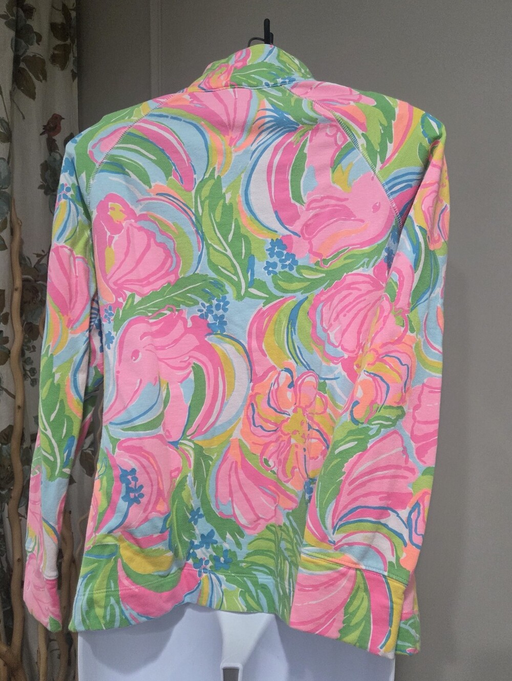 Lilly Pulitzer Pink & Green Floral Half-Zip Pullover Sz.S Women's - Picture 3 of 9